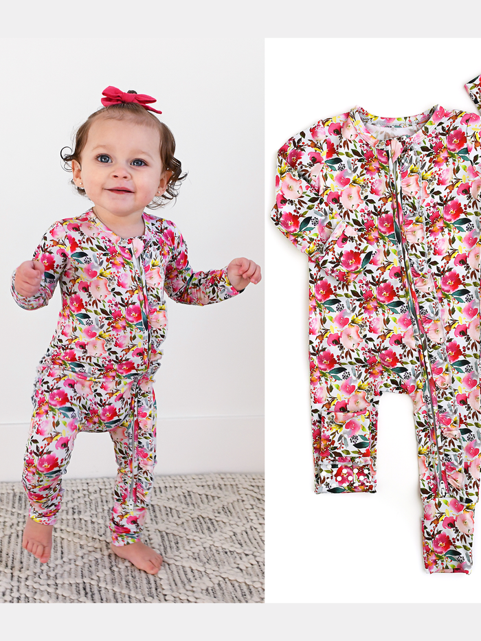 Eloise Ruffle E Zip Bamboo Baby Outfit Sleepies Little