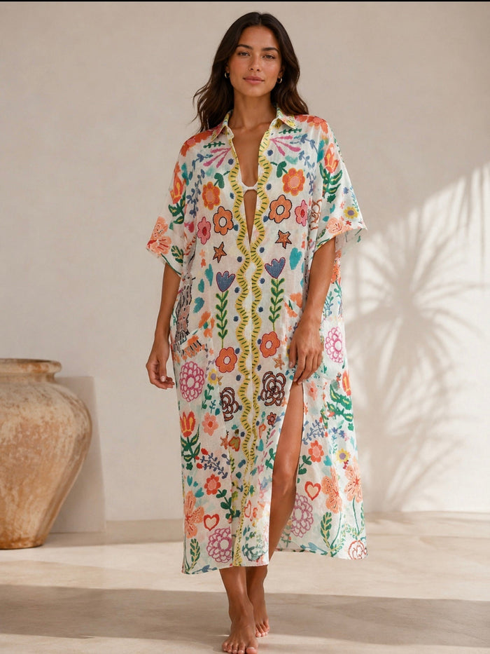 Embroidered Beach Coverup - Ivory