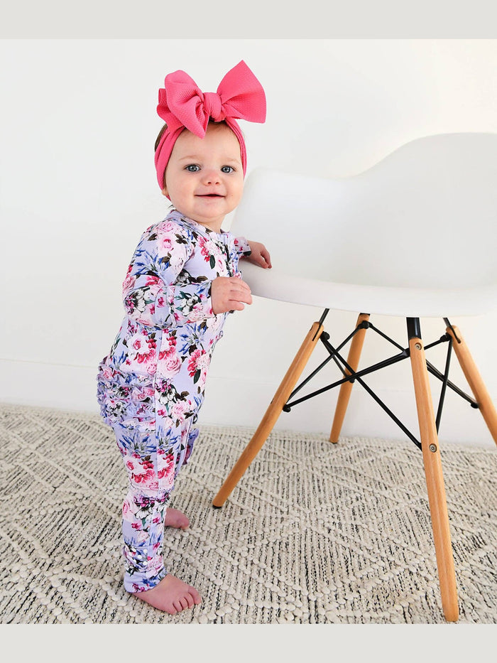 Emerson Floral Ruffle Zip Bamboo Baby Sleepies Little