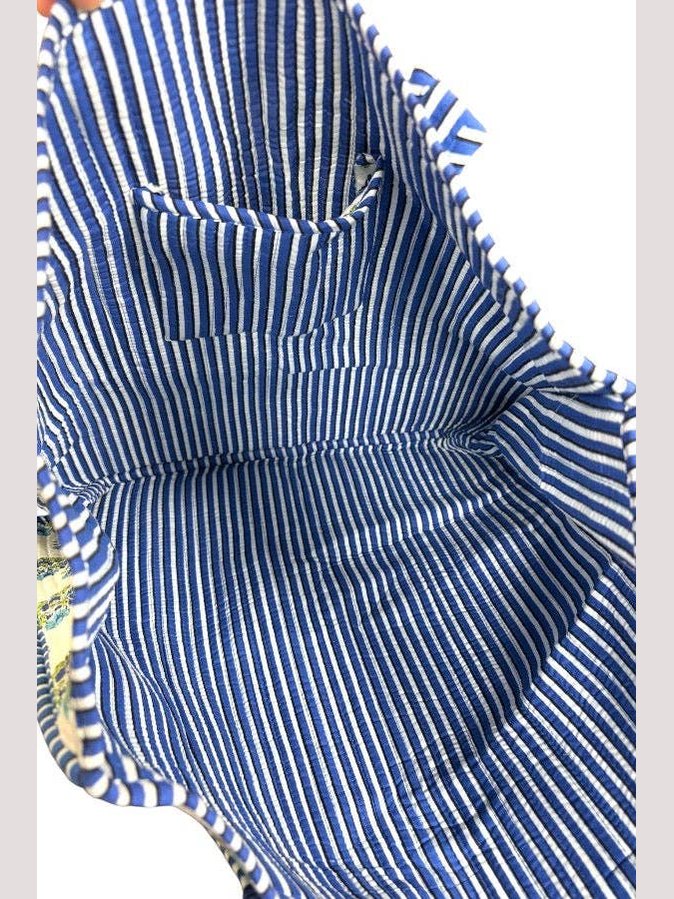 Emma Blue and White Floral Tote Bag