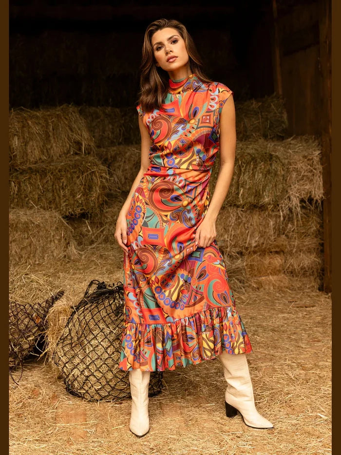 Estelle Dress - Elegant Jewel Box Print for Fall Weddings