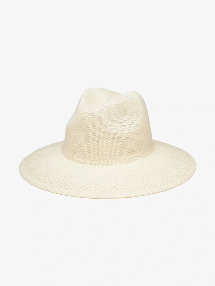 High Crown Cream Mesh Fedora Hat Angled View