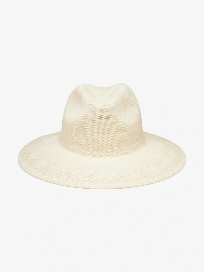Cream Evie Mesh Packable Hat with Laced Brim Detail