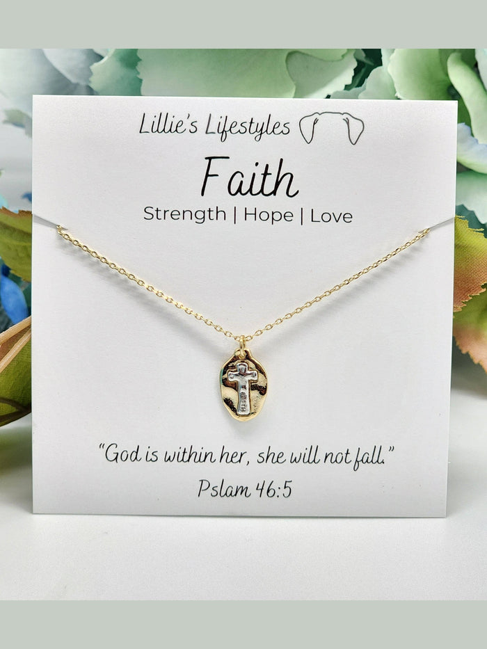 Faith Two Tone Cross Necklace