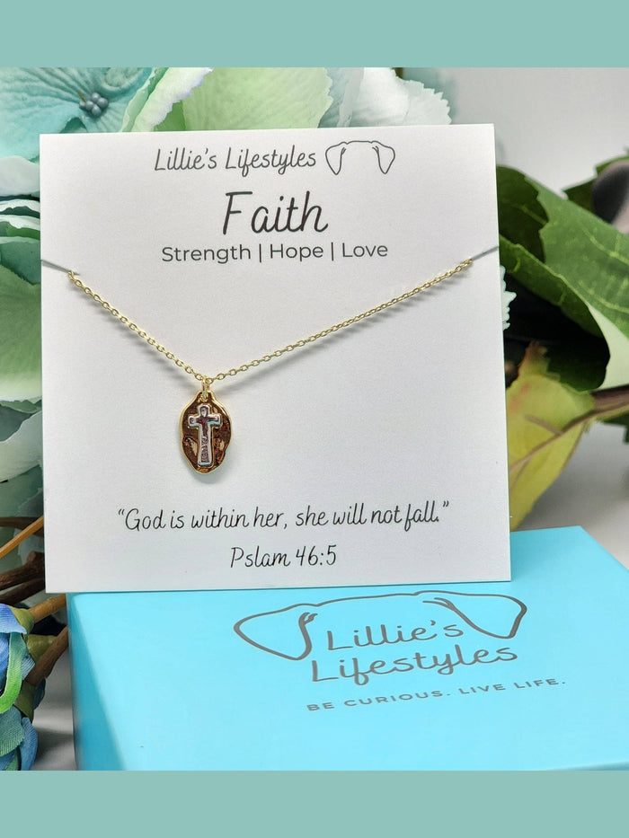 Faith Two Tone Cross Necklace