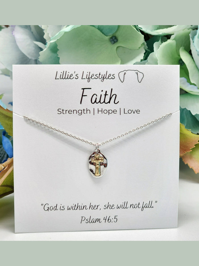 Faith Two Tone Cross Necklace
