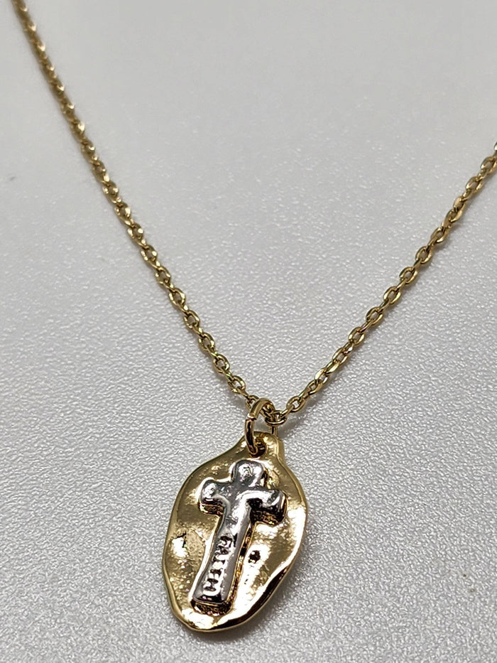 Faith Two Tone Cross Necklace
