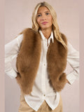 Faux Fur Vest - Camel