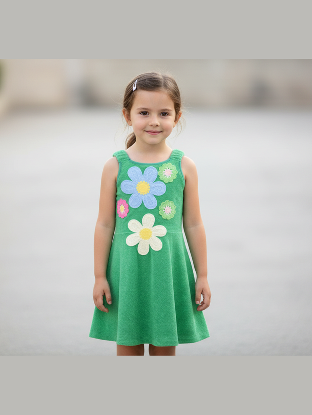 Fit and Flare Dress with Flower Crochet Details