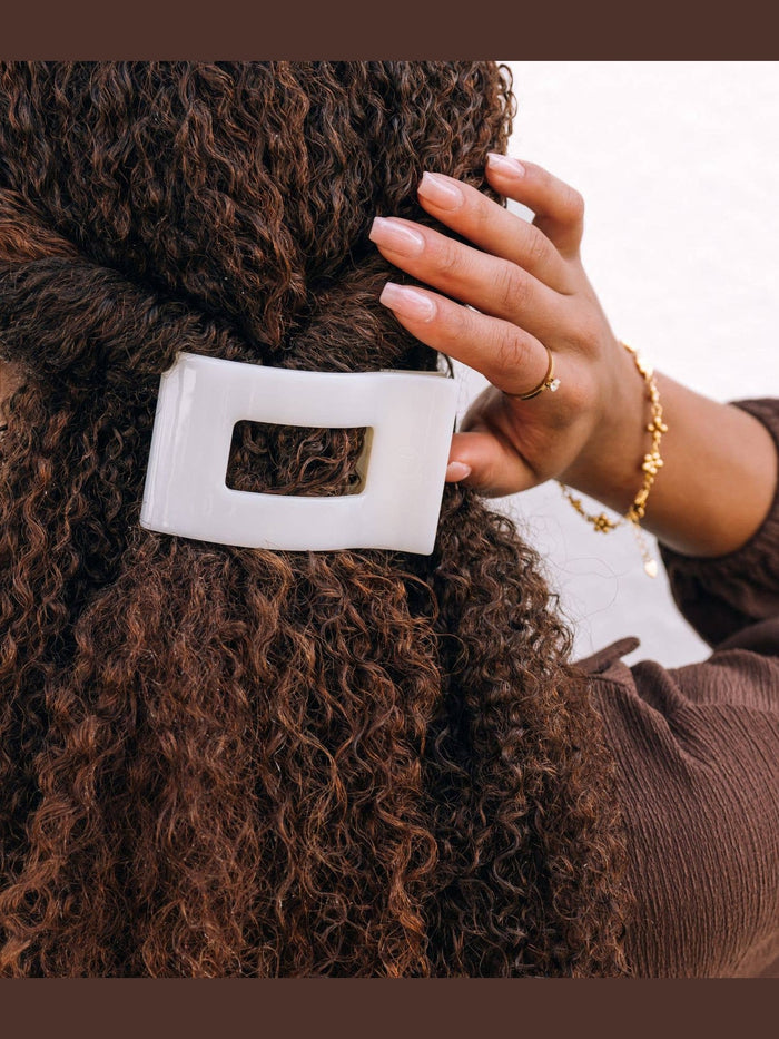 Flat Rectangle Hair Clip | Medium | Coconut White