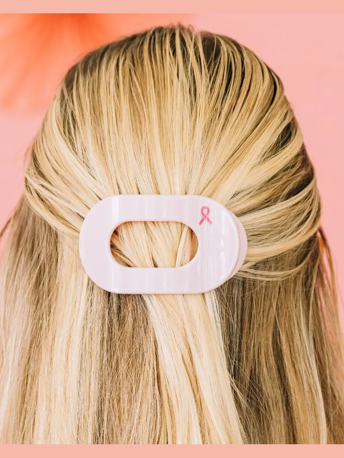 Flat Round Hair Clip | Small | Pink Ribbon Power