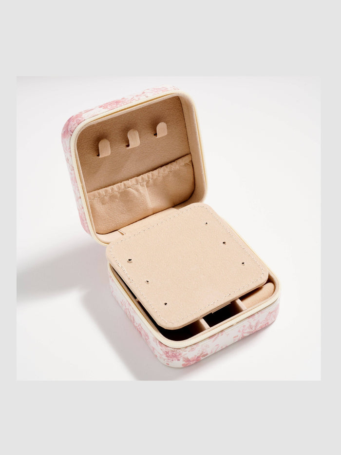 Floral Travel Jewelry Box with Mirror