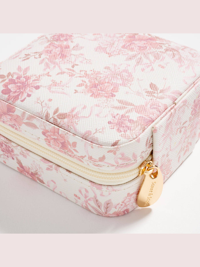Floral Travel Jewelry Box with Mirror