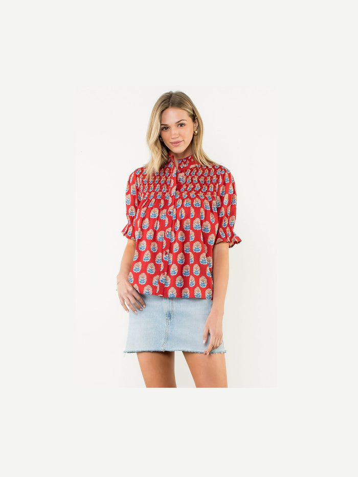 Flutter Sleeve Floral Detail Top