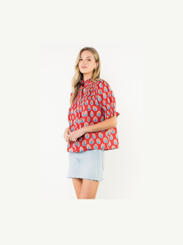 Flutter Sleeve Floral Detail Top