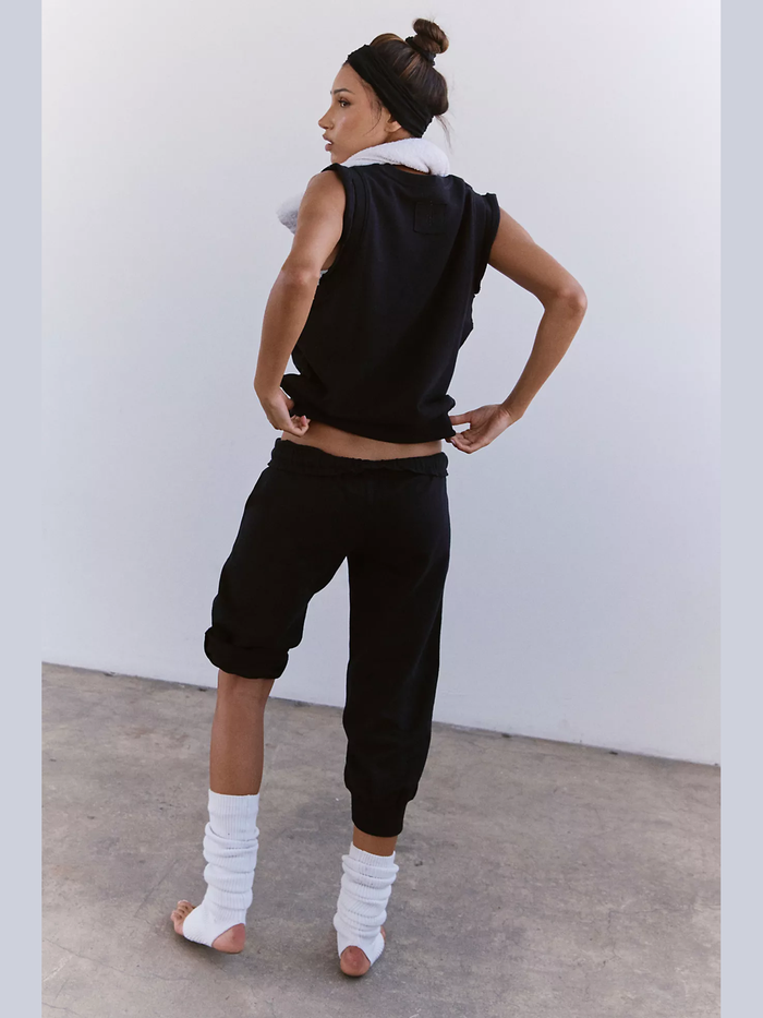 Back view of relaxed fit black workout tank
