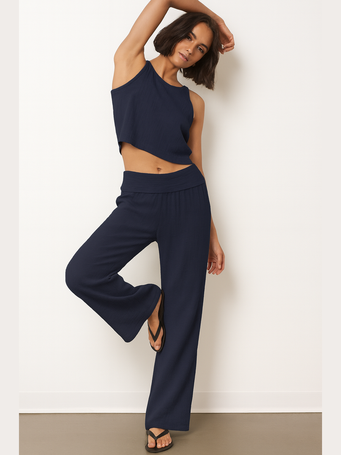 Fold Over Waist Beach Pant - Galaxy