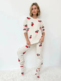 Fuzzy Sweater Set - Cherries