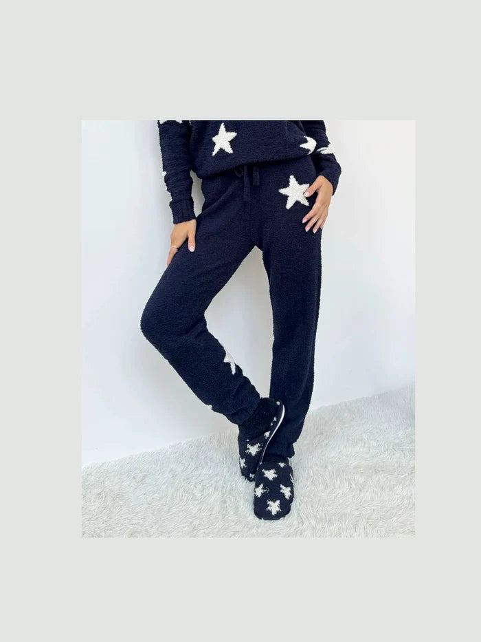 Fuzzy Sweater Set - Navy Oat Stars