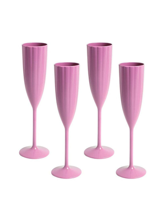 Garden Party Scalloped Acrylic Champagne Flutes, Pink (Set of 4) – SumnerEdit