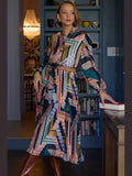 Geo Print Pleated Midi Dress