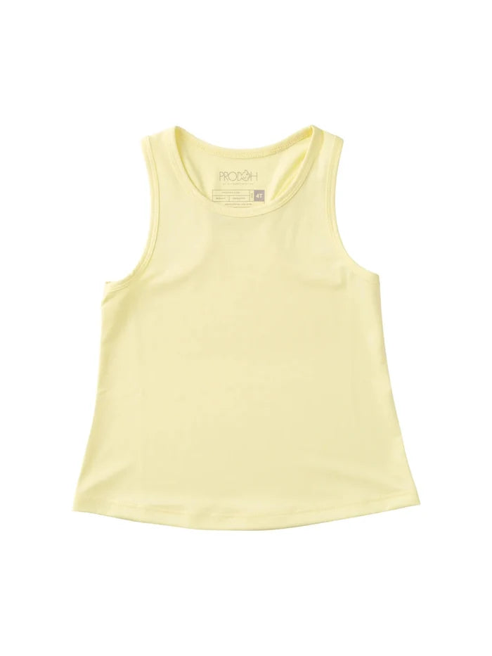 Girls Active Racerback Tank Top - Solid Yellow Pear