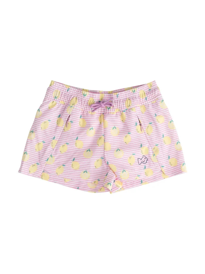 Girls Beach Cruiser Shorts Pink Frosting Lemon Stripe