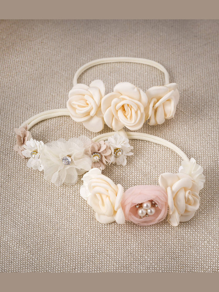 Girl's Headband with Faux Flowers  & Pearls
