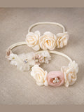 Girl's Headband with Faux Flowers  & Pearls