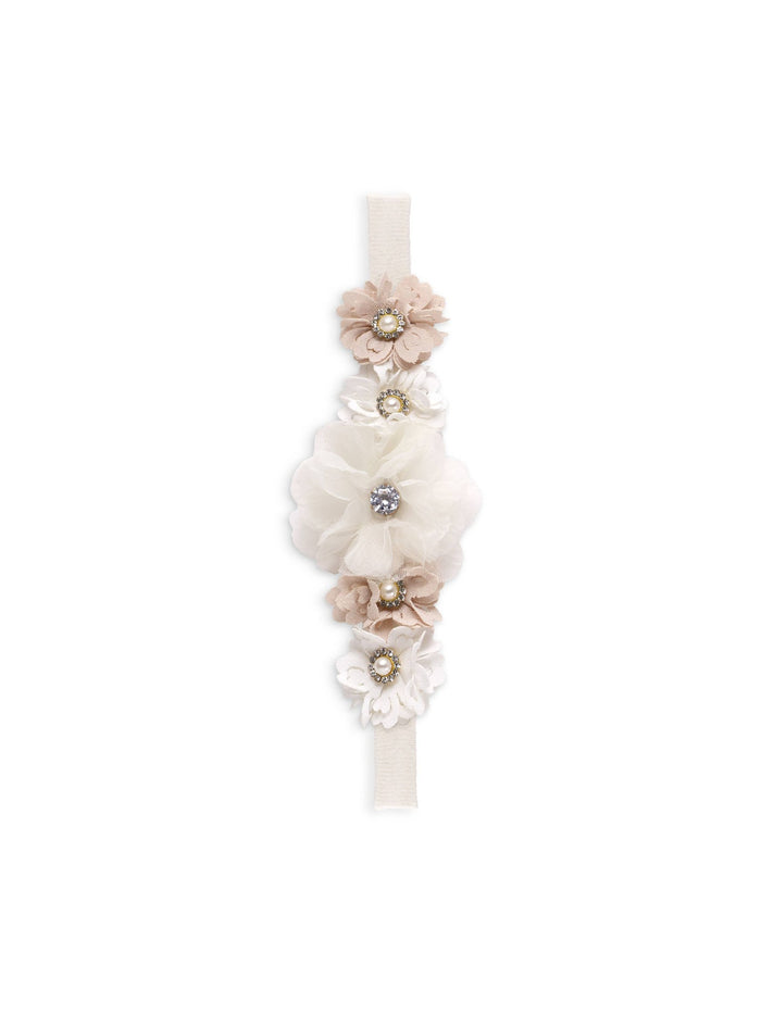 Girl's Headband with Faux Flowers  & Pearls