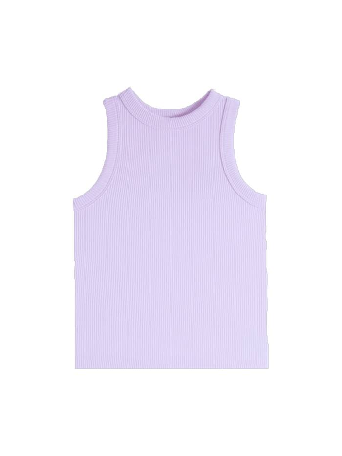 Girls High Neck Ribbed Tank - Lavender