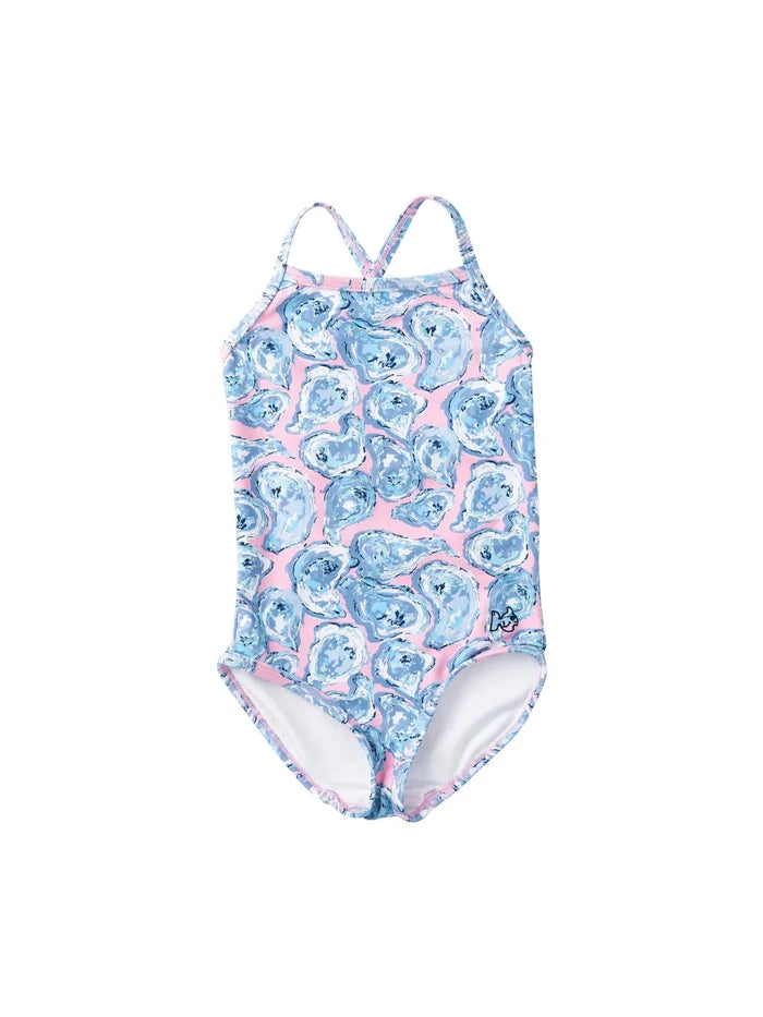 Girls Spring Tide Bow Back One Piece Swimsuit - Pink Oyster