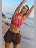 Go To Striped Sports Bra - Grapefruit Combo