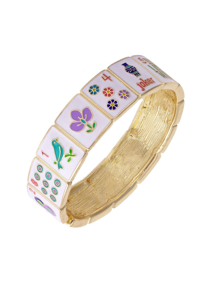 Going Mahjong! Enamel Hinge Bangle in Multi