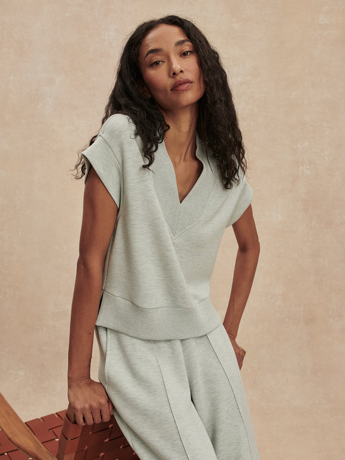 Gracee V Neck Tank - Mint Green Marl