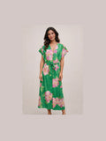 Green Floral Print Maxi Dress
