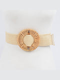 Handmade Bamboo Buckle Stretch Straw Belt