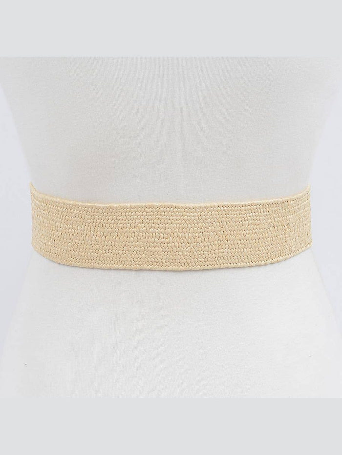 Handmade Bamboo Buckle Stretch Straw Belt