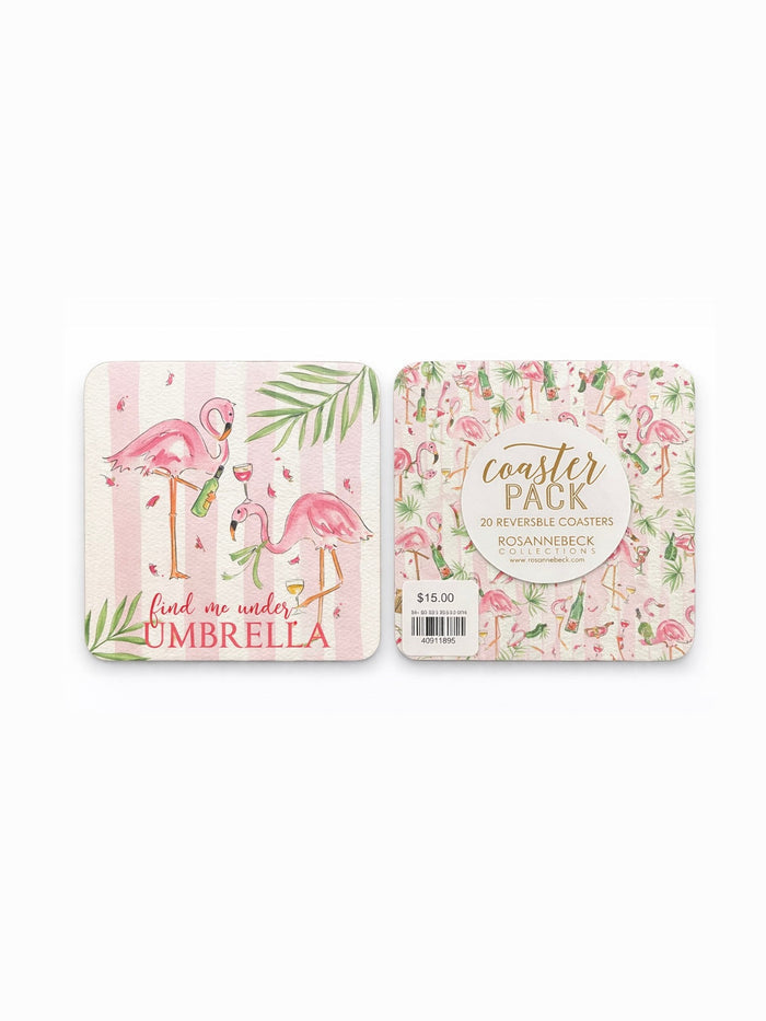 Handpainted Flamingos with Champagne Paper Coaster