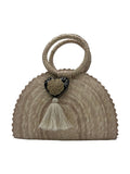 Handwoven Crescent Bag with Pompon