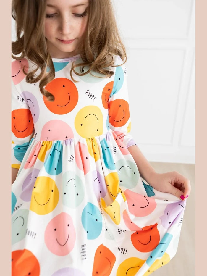 Happy Days 3/4 Sleeve Pocket Twirl Dress