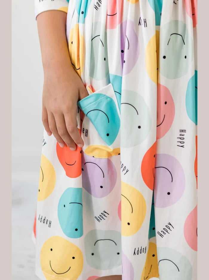 Happy Days 3/4 Sleeve Pocket Twirl Dress