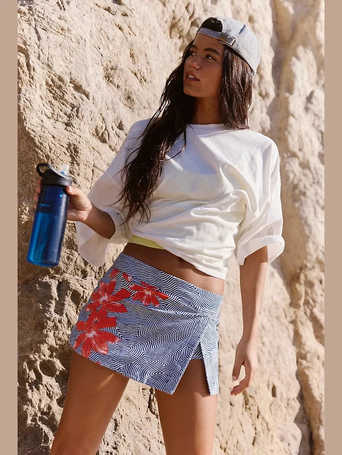 Hot Shot Mini Skort - Maze of Blooms Navy Combo