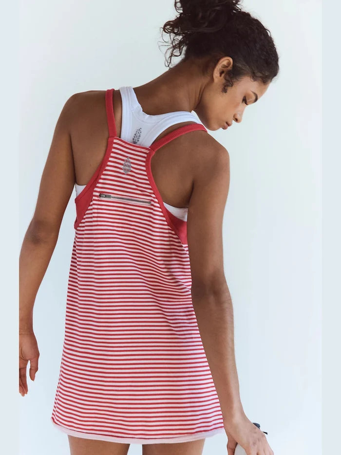 Hot Shot Printed Mini Dress - Court Stripe Grapefruit