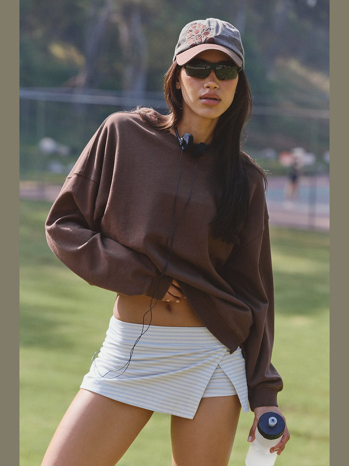 Hot Shot Printed Mini Skort - Court Striped Slate