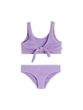 Izy Crinkle Tie Front Bikini Swimsuit Set - Amethyst