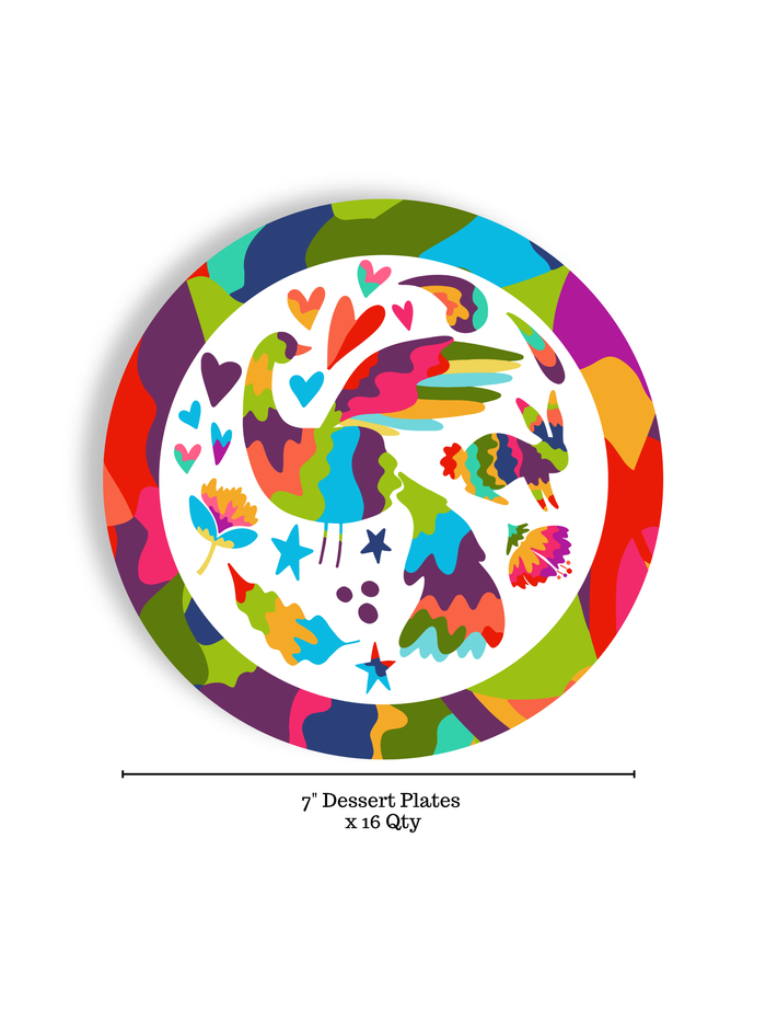 Joyful Otomi 16ct 7" Appetizer Paper Plate Separates