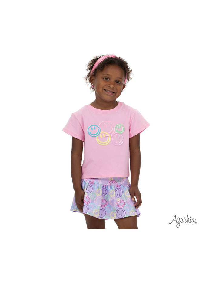 Lavender Smiley Gathered Skort