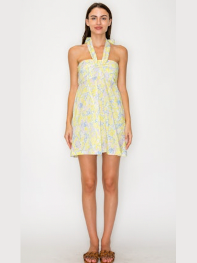 Lemon Breeze Halter Dress