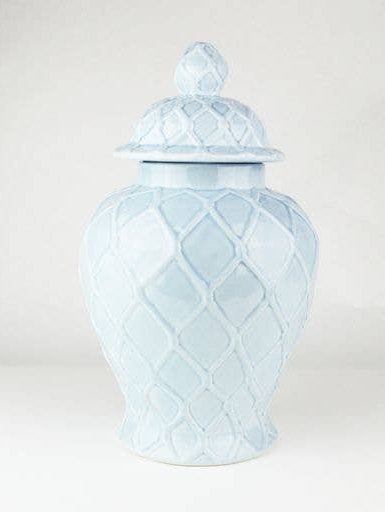 Light Blue Textured Ginger Jar - Large